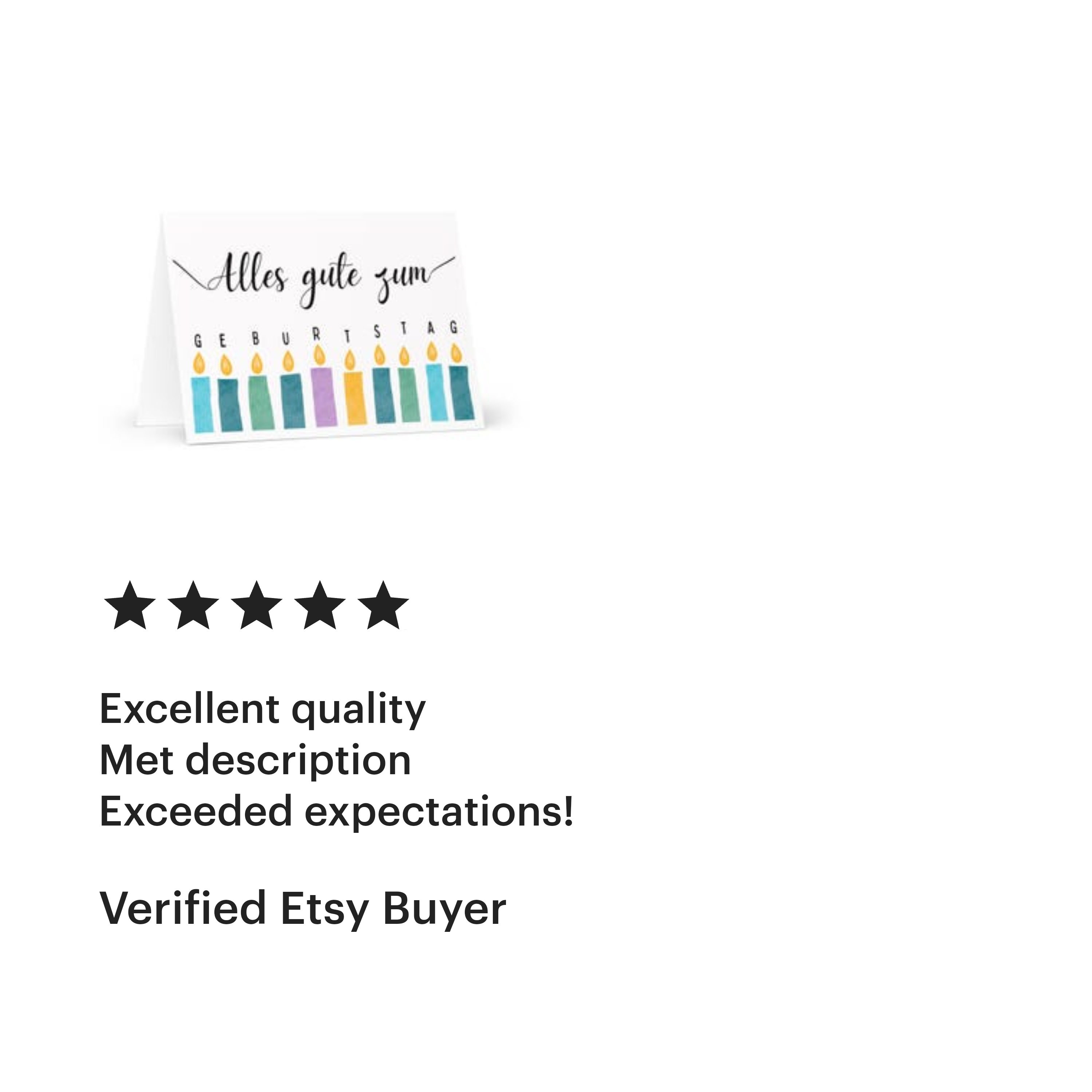 Alles gute zum geburtstag German birthday Greeting card with candle design, blank inside with envelope