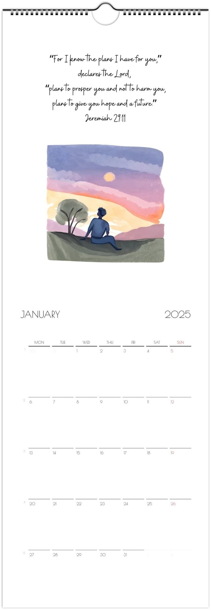 Bible Verse 2025 Wall calendar - Monthly wall calendar with watercolor graphics