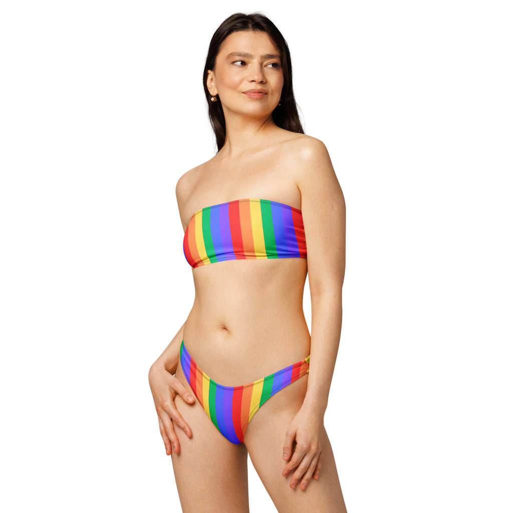 Rainbow Recycled bandeau bikini