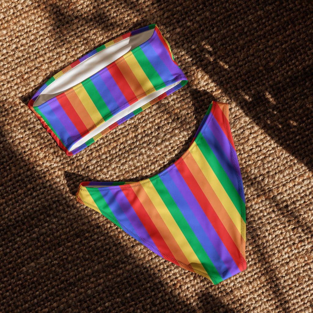 Rainbow Recycled bandeau bikini