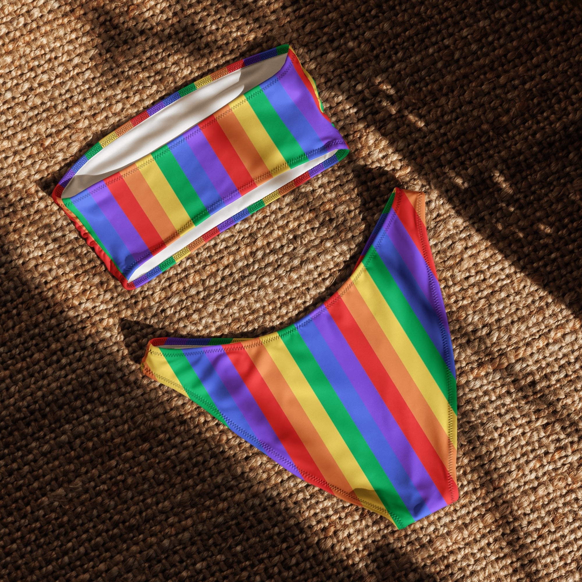 Rainbow Recycled bandeau bikini