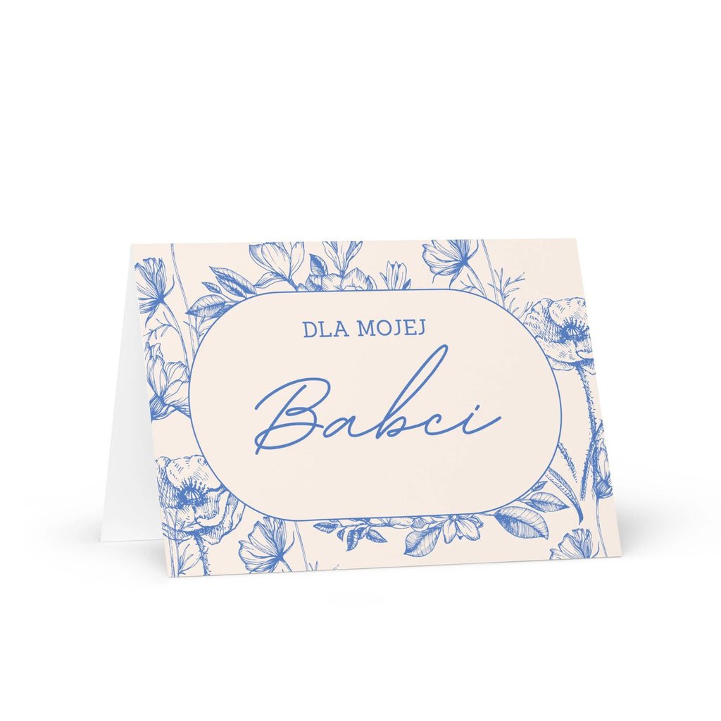 Dla mojej babci Polish grandmother birthday Greeting card, elegant floral design with envelope included by La Vie Bien