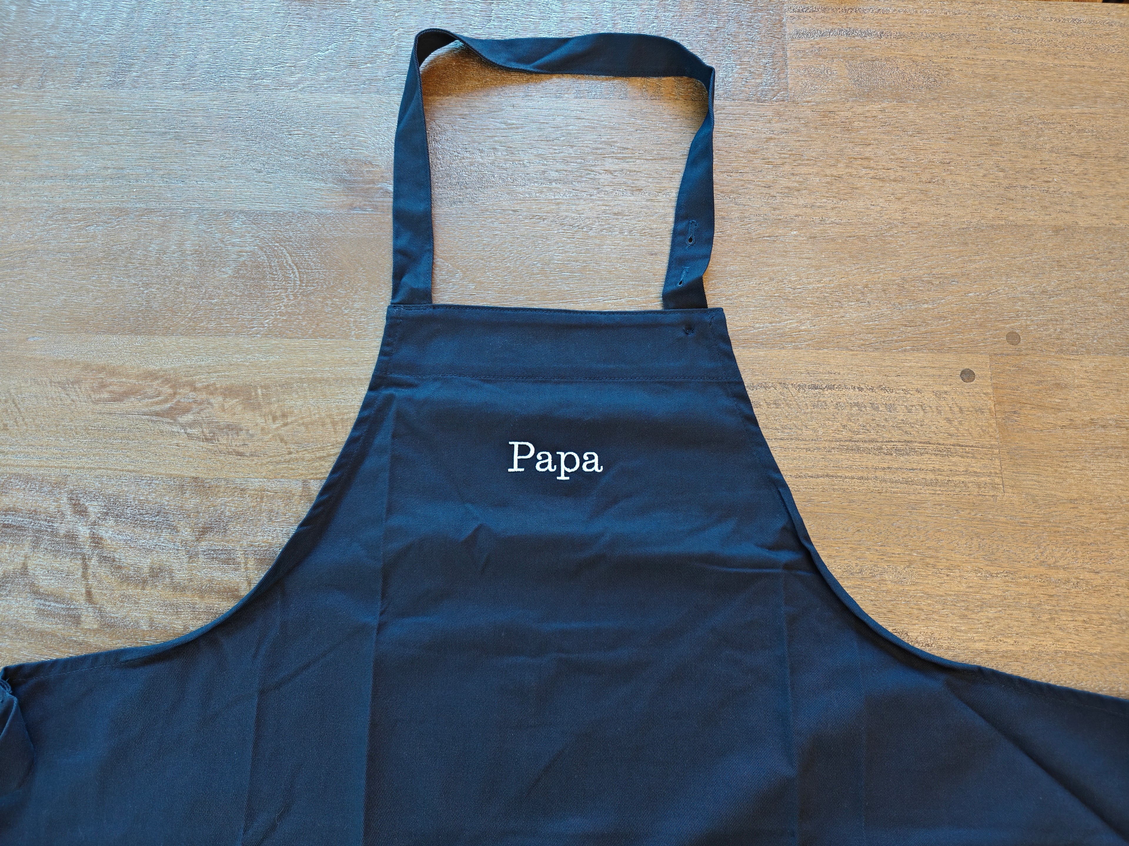 Papa (Dad) embroidered Organic cotton apron, gift for Dad's birthday or Father's Day