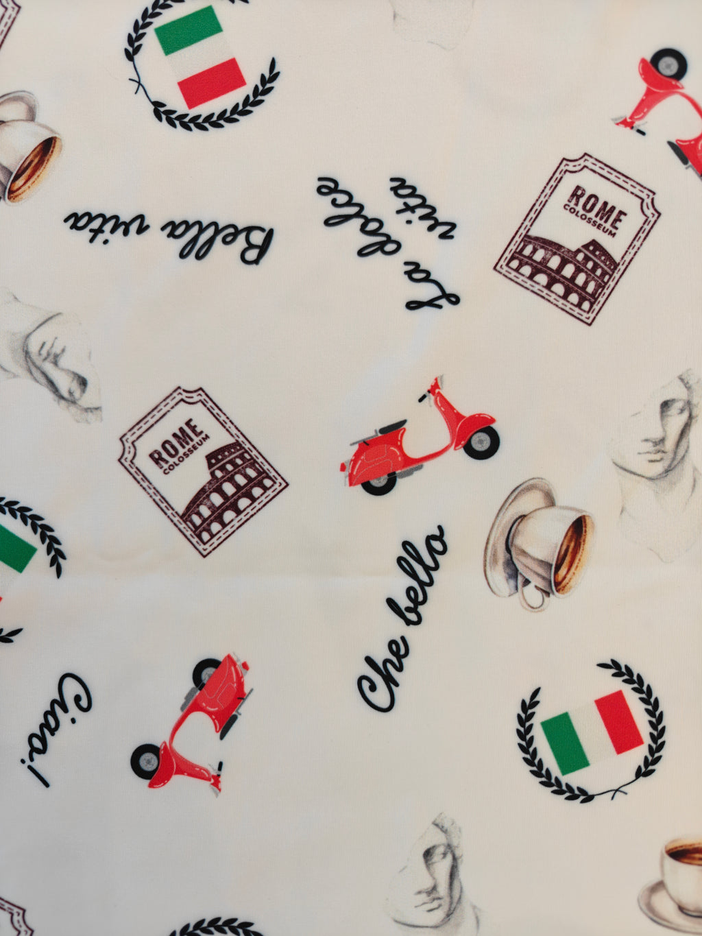 Italian chic Bodycon dress - Italian flag, espresso cup, Italian phrases, electric scooter and Rome stamp