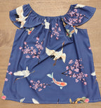 Cranes, Koi and Cherry Blossoms Women's Off The Shoulder Top "Sakura Dreams" - For summer date nights