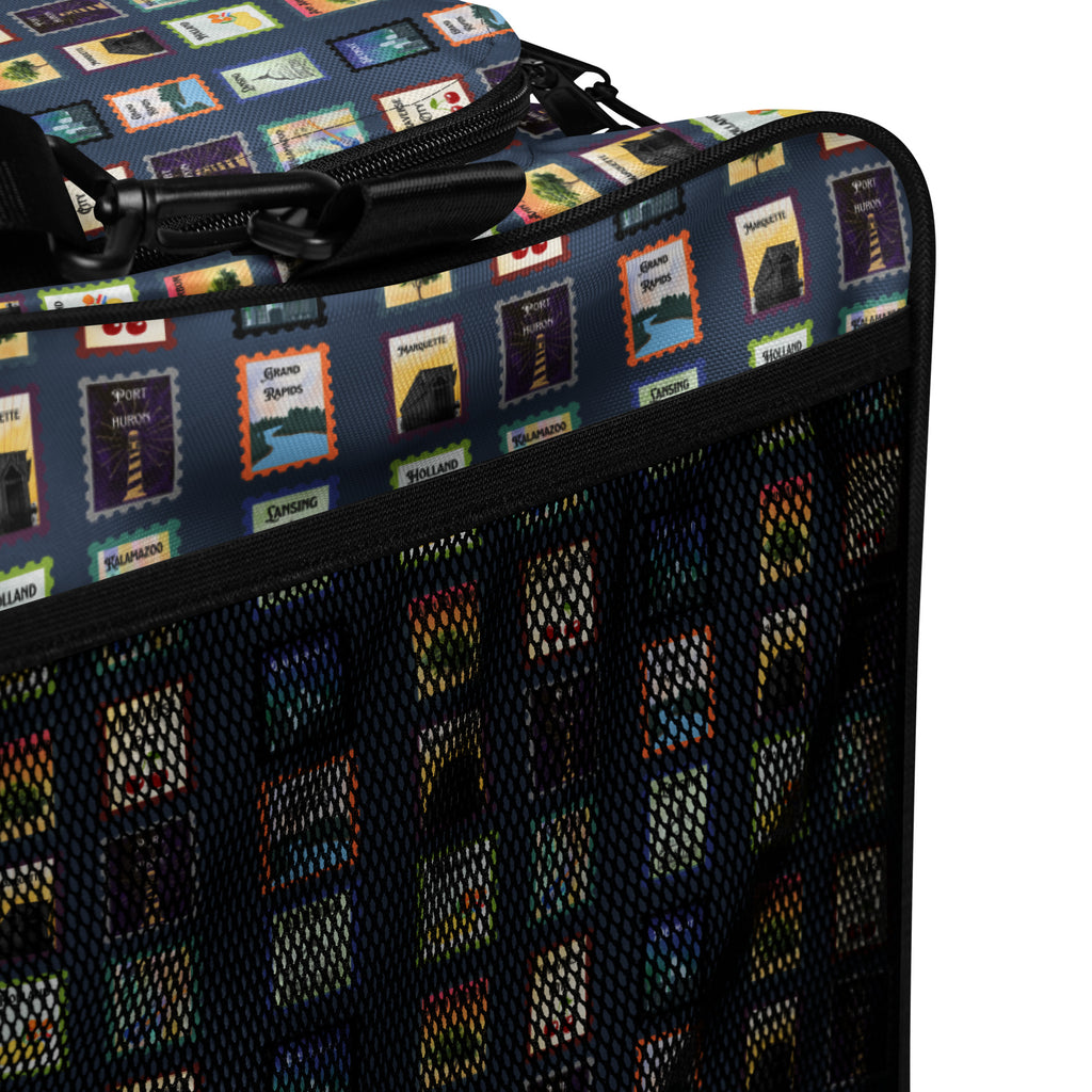 Michigan cities postage stamp Duffle bag