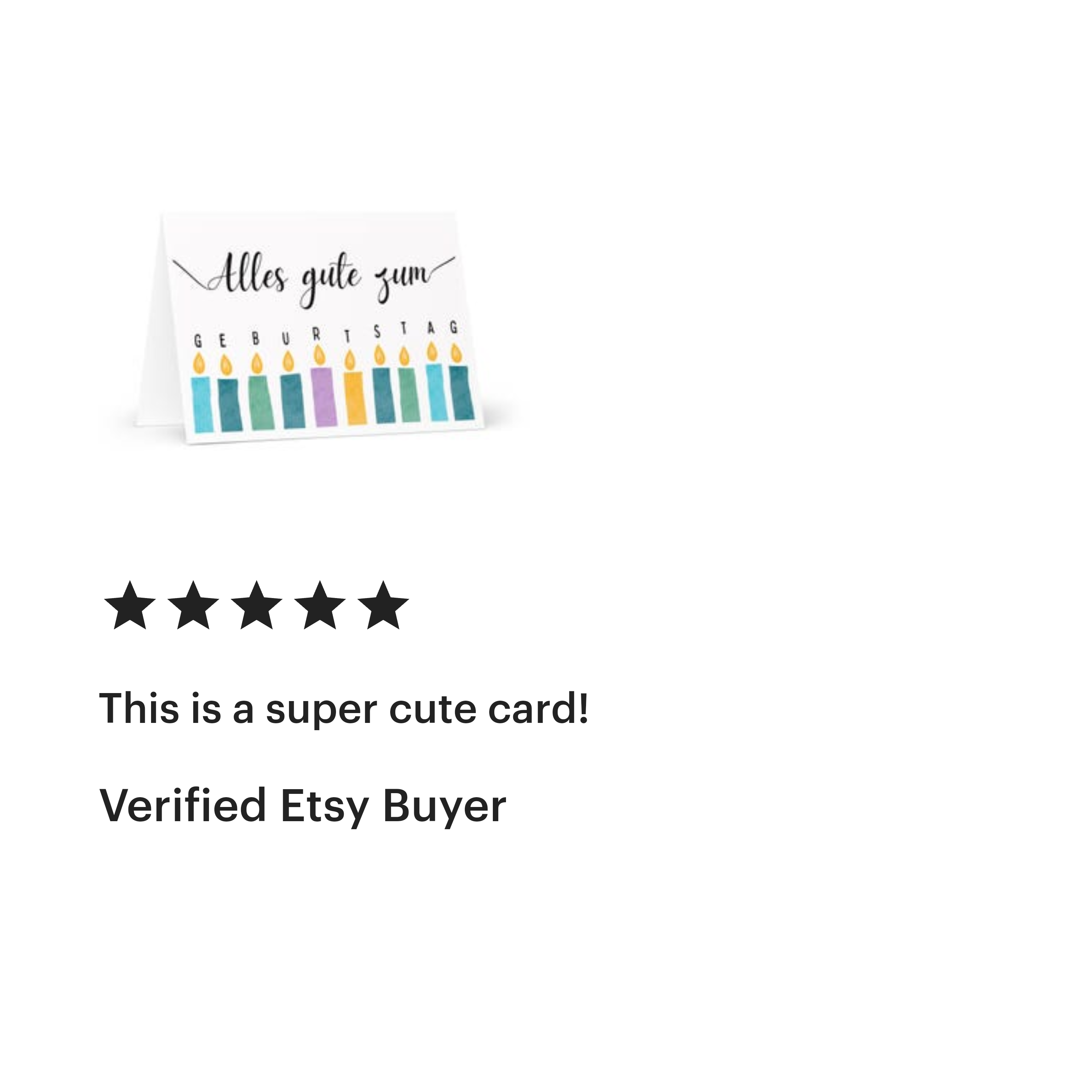 Alles gute zum geburtstag German birthday Greeting card with candle design, blank inside with envelope