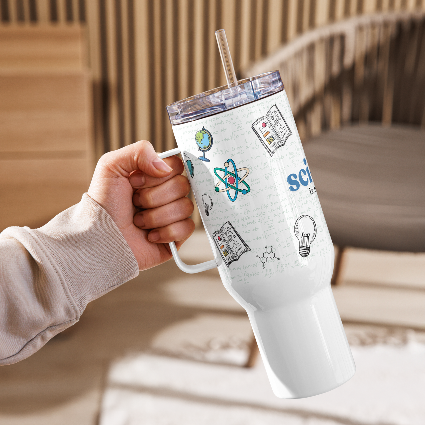 Science is my sport travel mug with handle