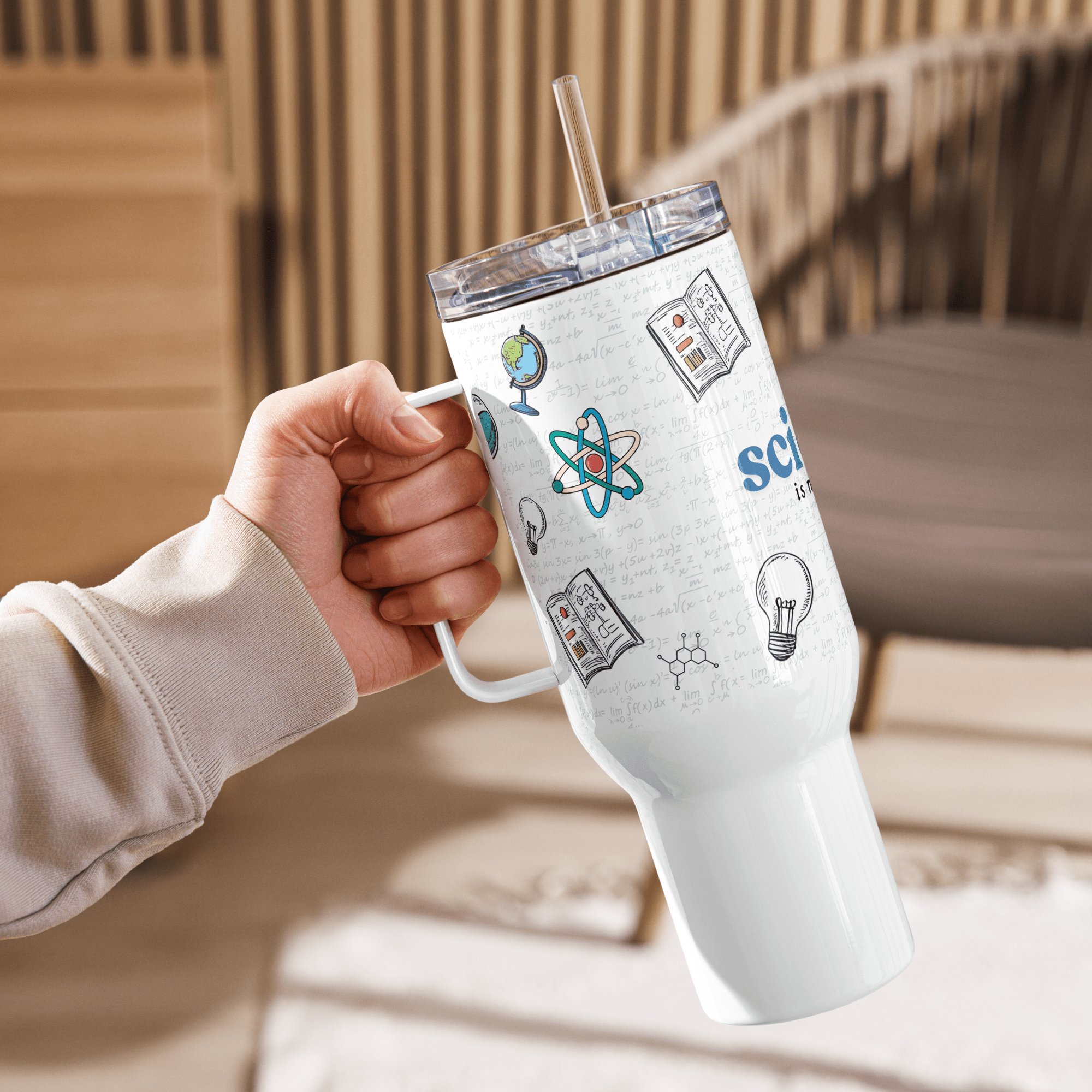 Science is my sport travel mug with handle