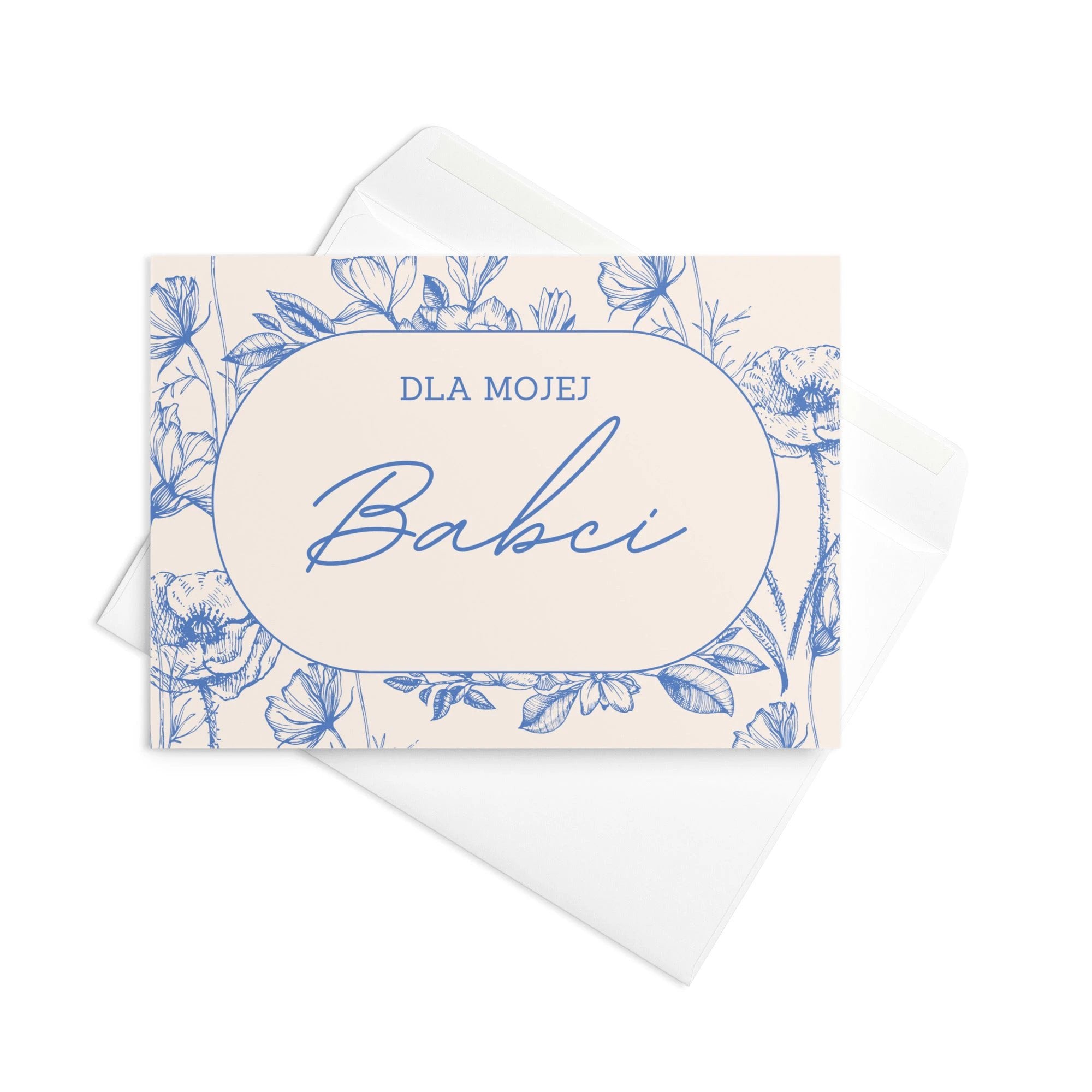 Dla mojej babci Polish grandmother birthday Greeting card, elegant floral design with envelope included by La Vie Bien