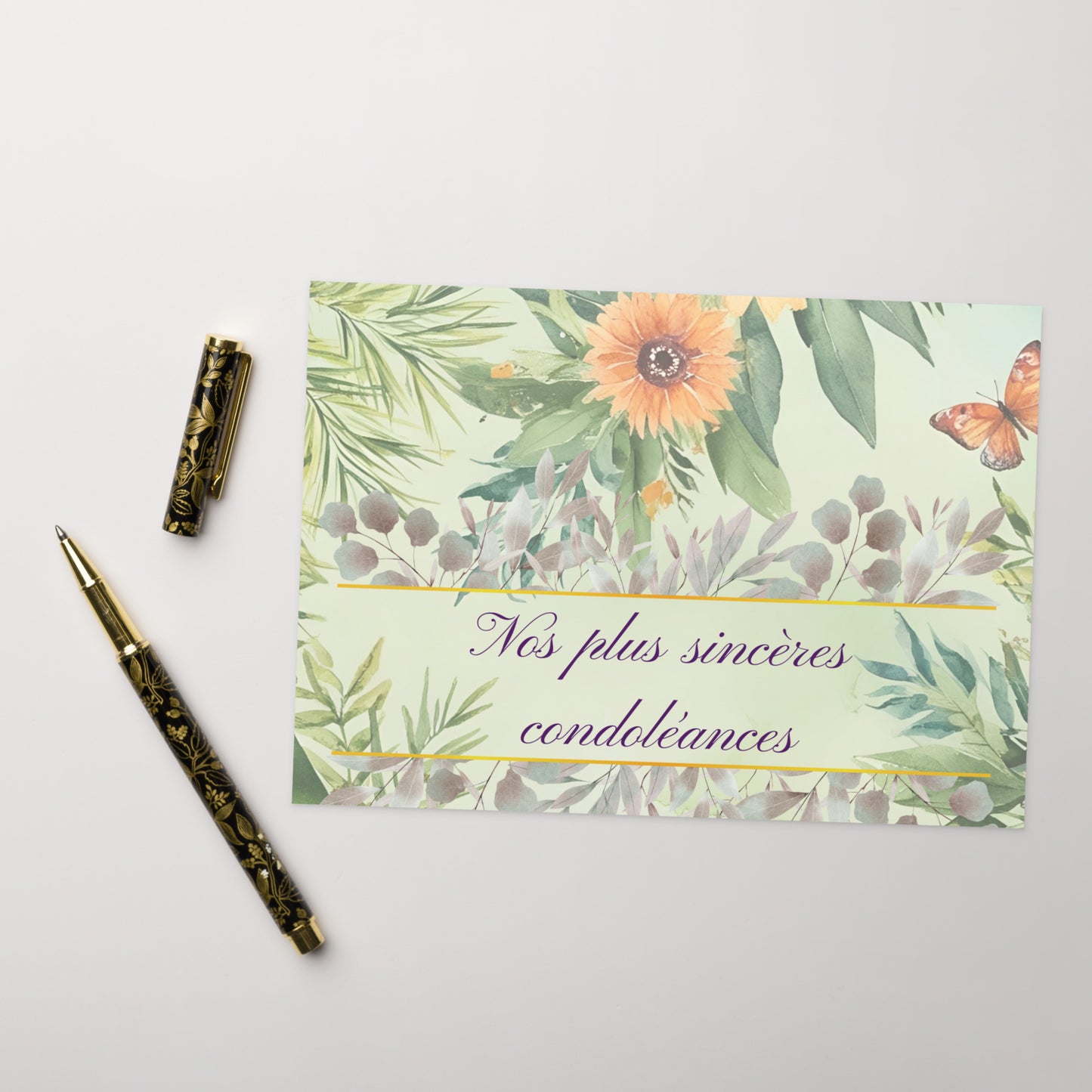 Nos plus sincères condoléances sympathy card