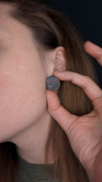 Dark rainbow night circular stud polymer clay earrings, handmade jewelry perfect for gifting, made in Michigan USA. For pierced ears. by My Store