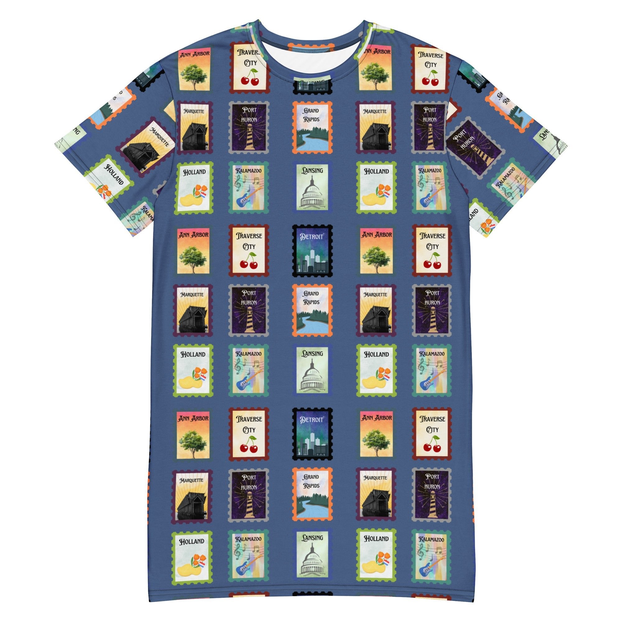 Michigan cities - Blue T-shirt dress