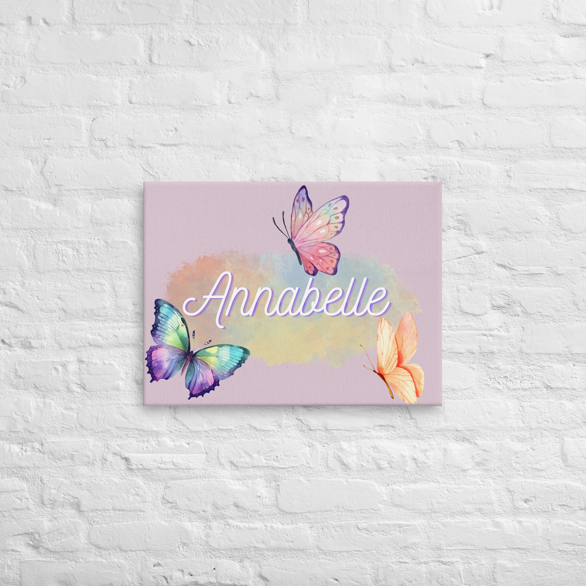 Customizable Butterfly name wall canvas