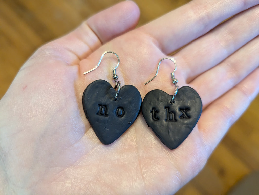 No thx polymer clay earrings, for pierced ears