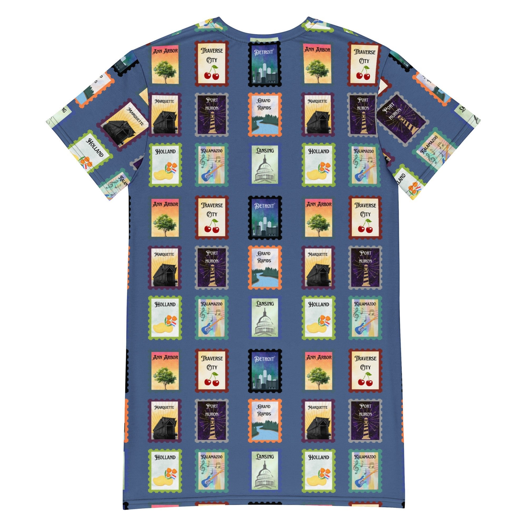 Michigan cities - Blue T-shirt dress