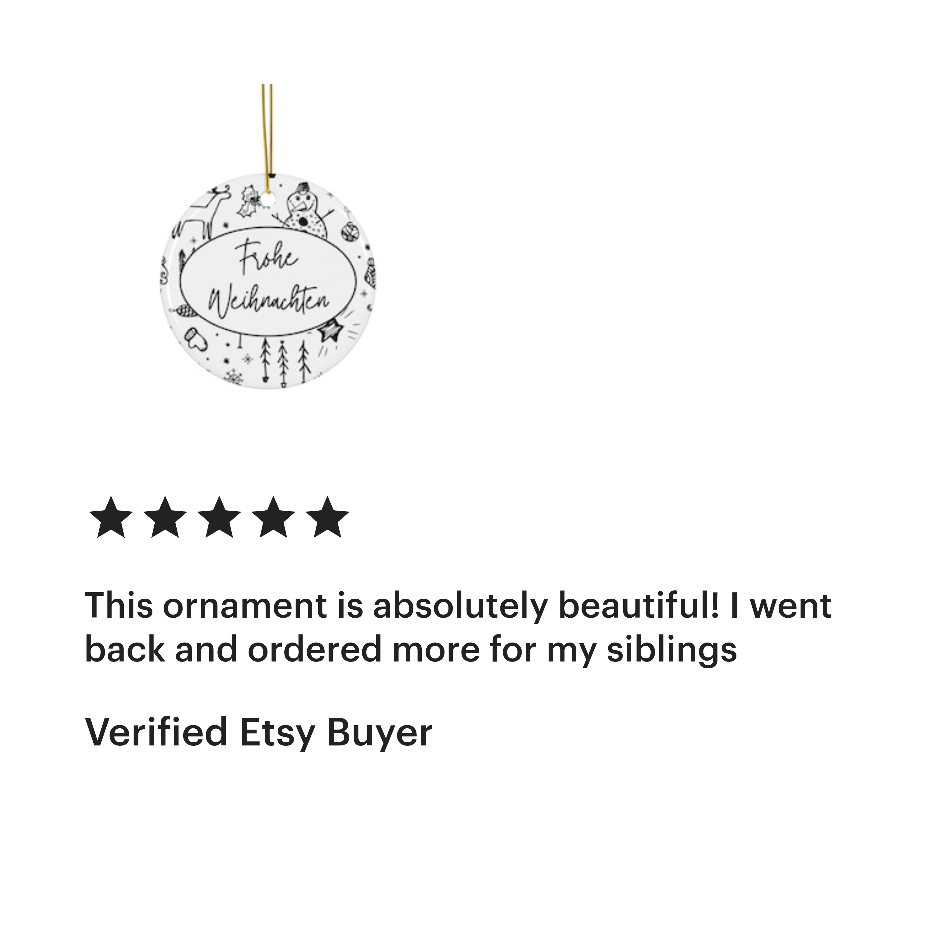 Frohe Weihnachten Ceramic Ornament, German "Merry Christmas"