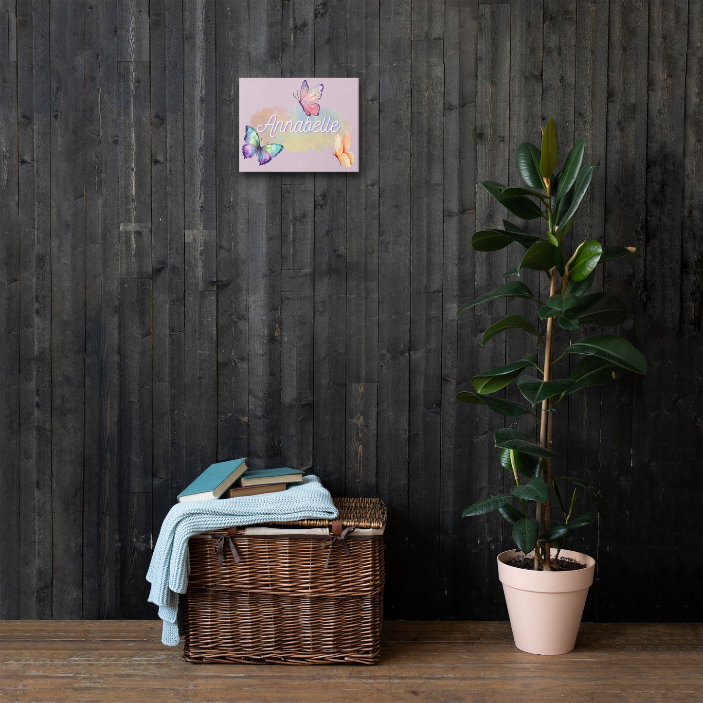 Customizable Butterfly name wall canvas