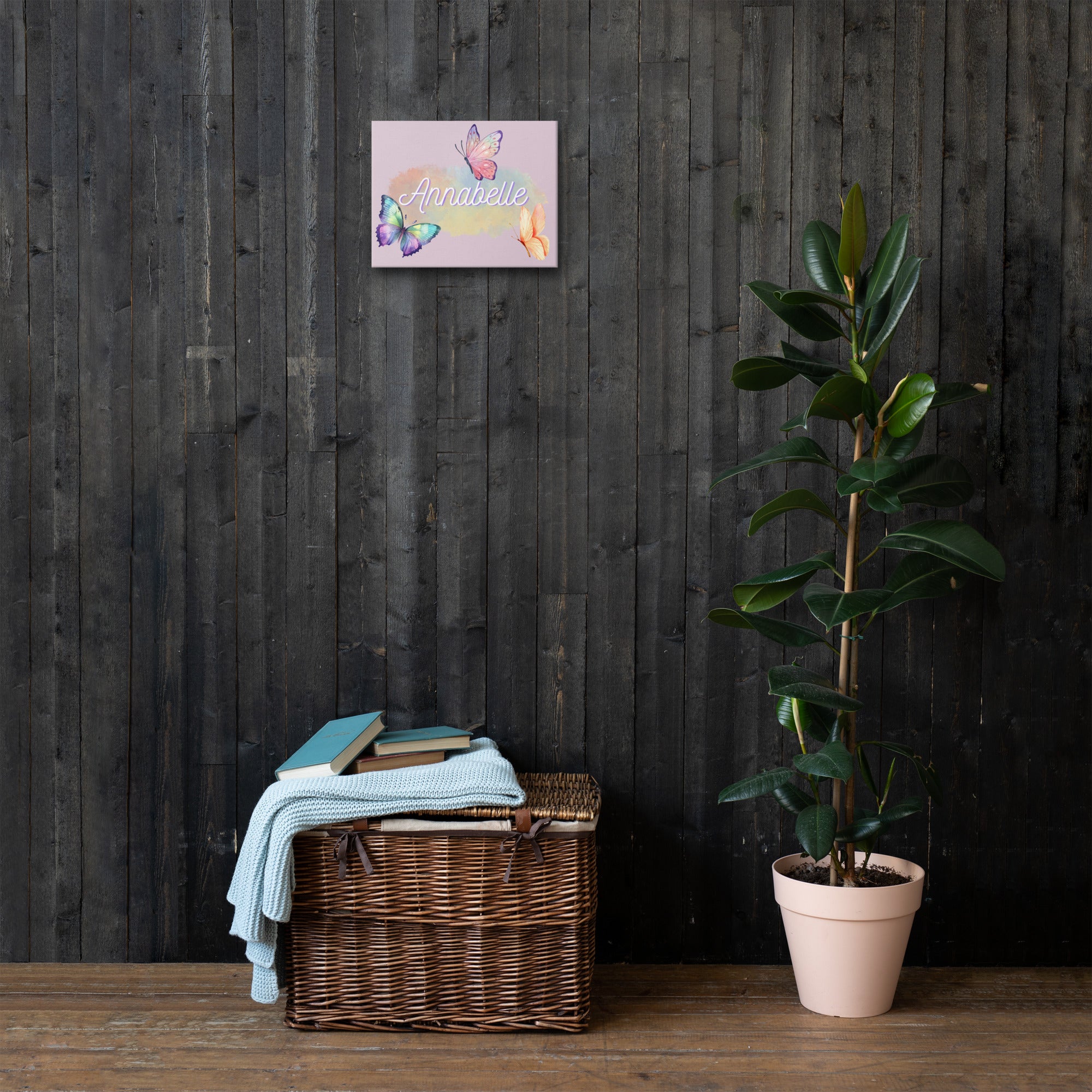 Customizable Butterfly name wall canvas