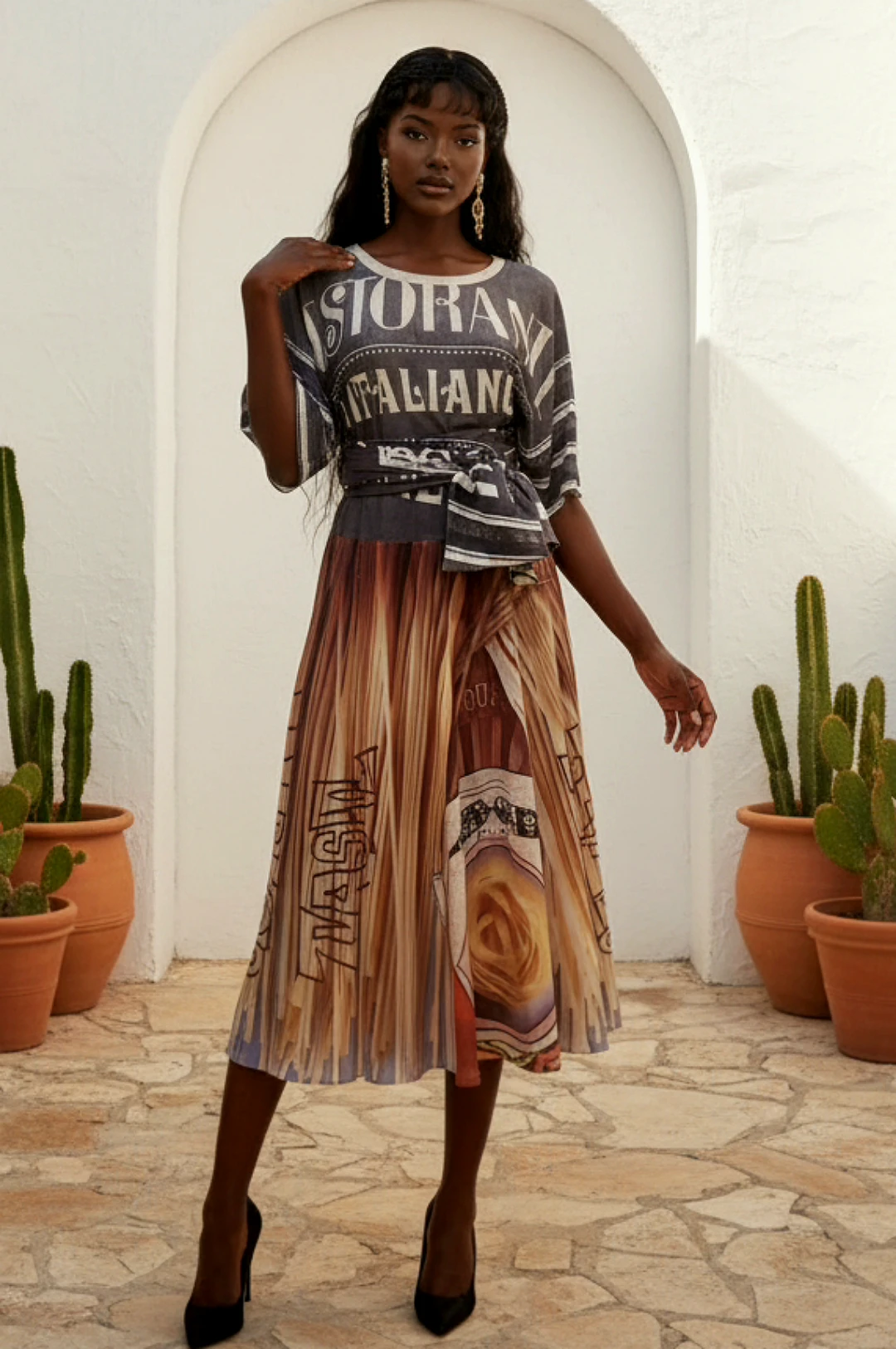 The Art of Fashion Italiano Mid Length Skirt by Social Butterfly Collection