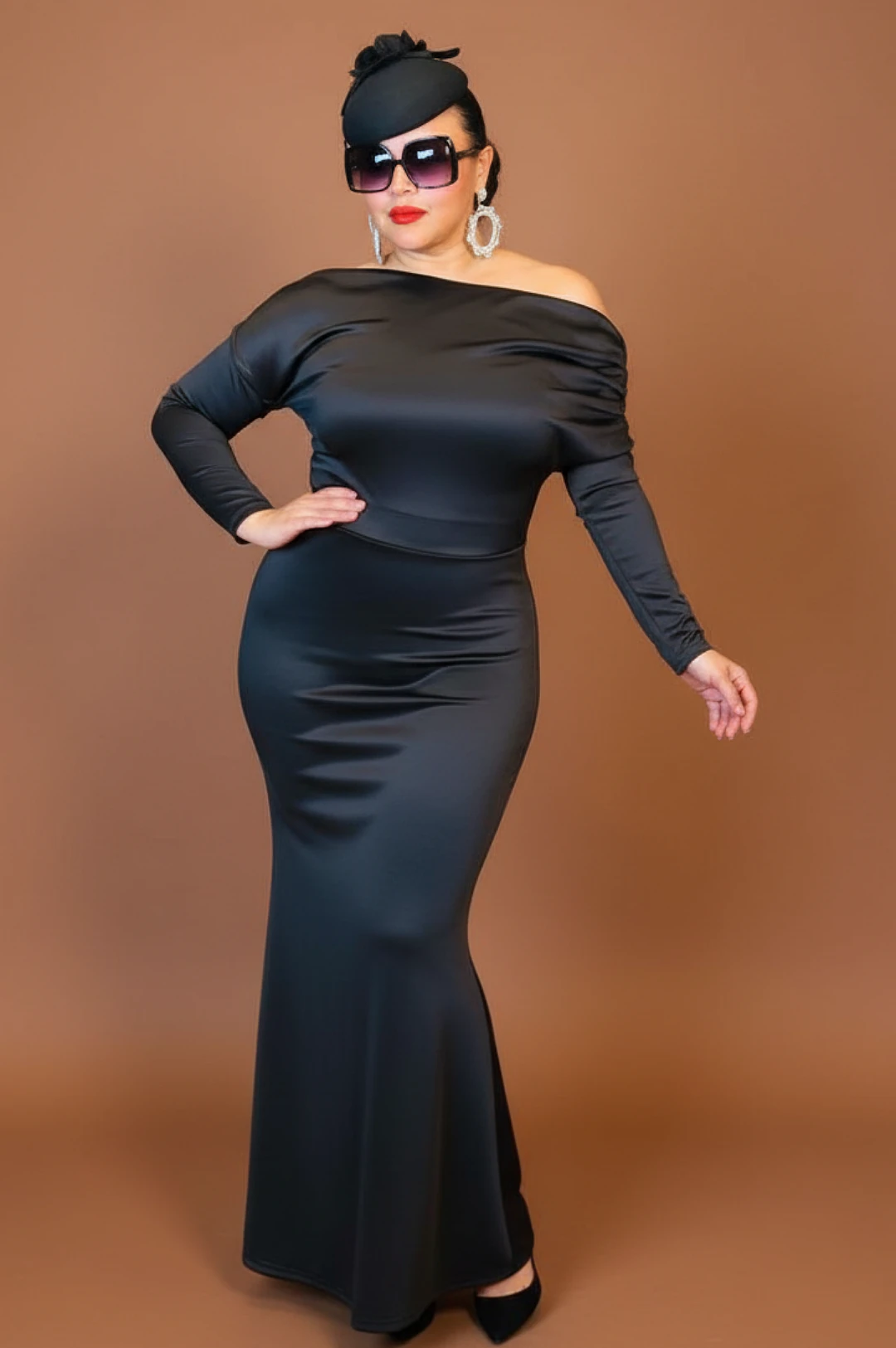 Black Off The Shoulder Long Mermaid Style Dress by Social Butterfly Collection