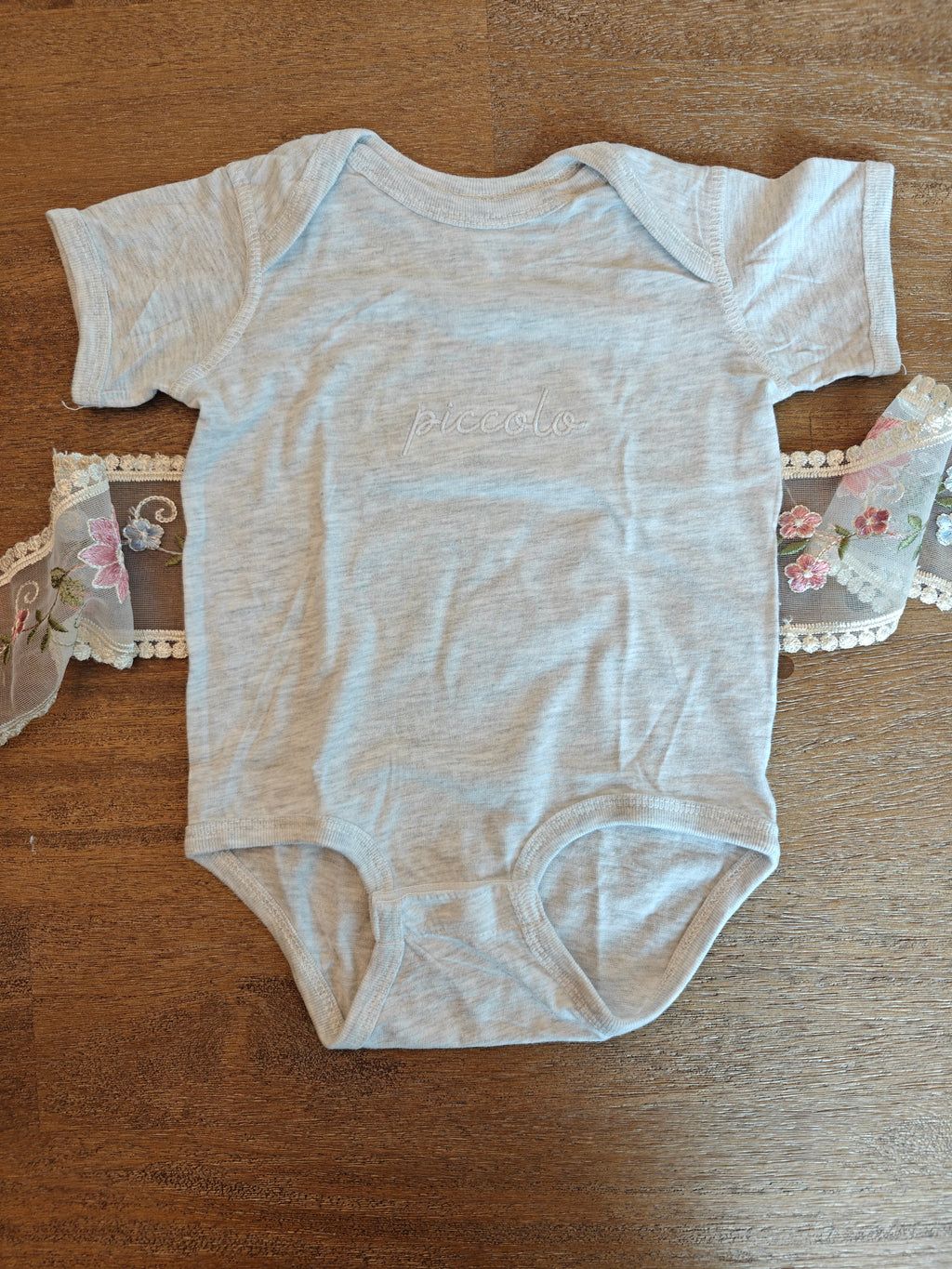 Piccolo Italian embroidered Baby jersey bodysuit, minimalist Italian baby shower outfit
