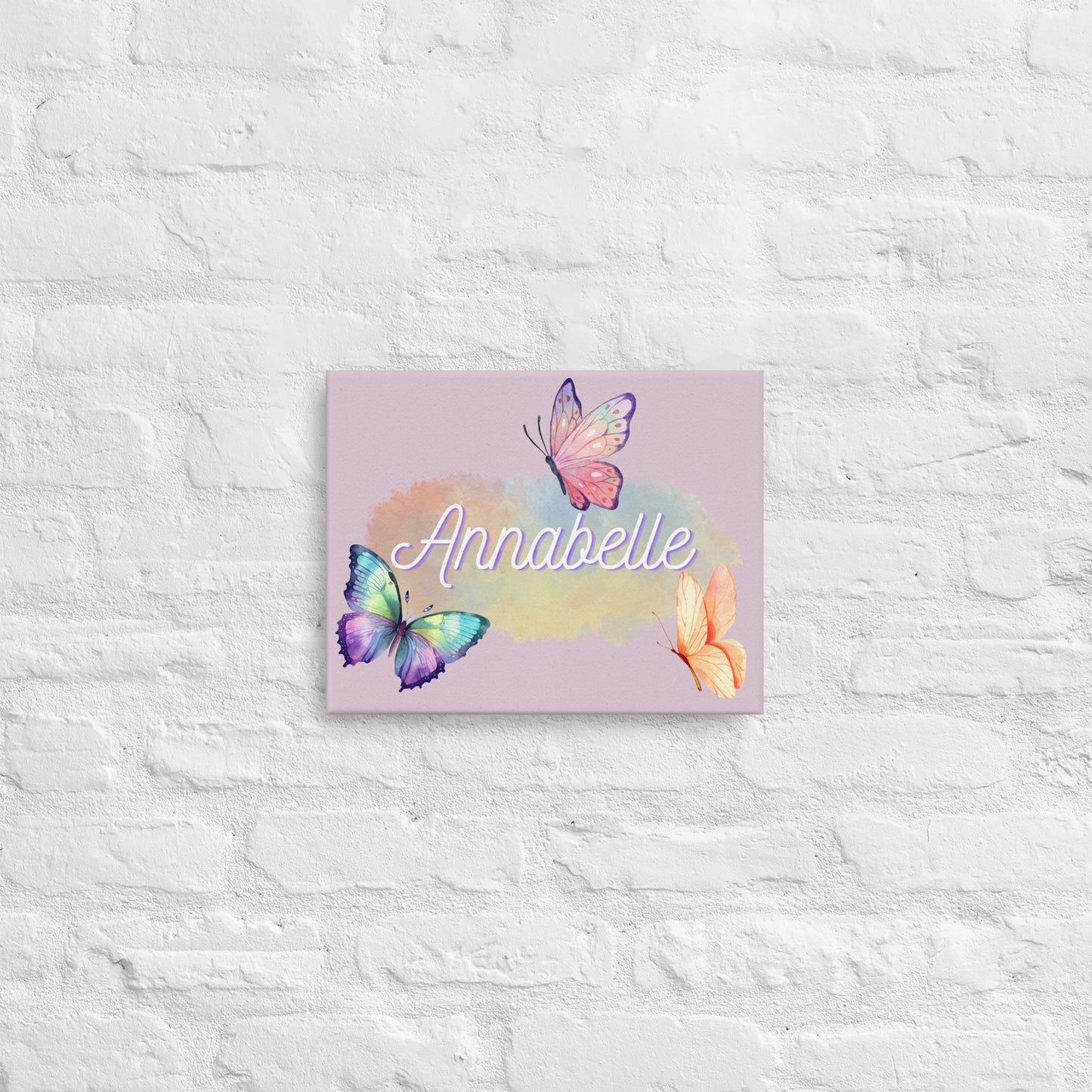 Customizable Butterfly name wall canvas