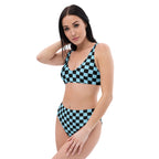 Blue and black checkered high-waisted bikini by La Vie Bien