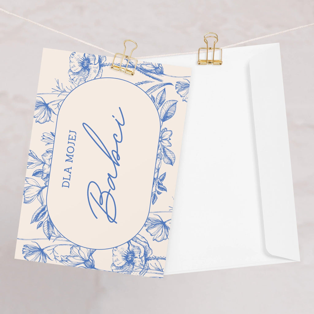 Dla mojej babci Polish grandmother birthday Greeting card, elegant floral design with envelope included by La Vie Bien