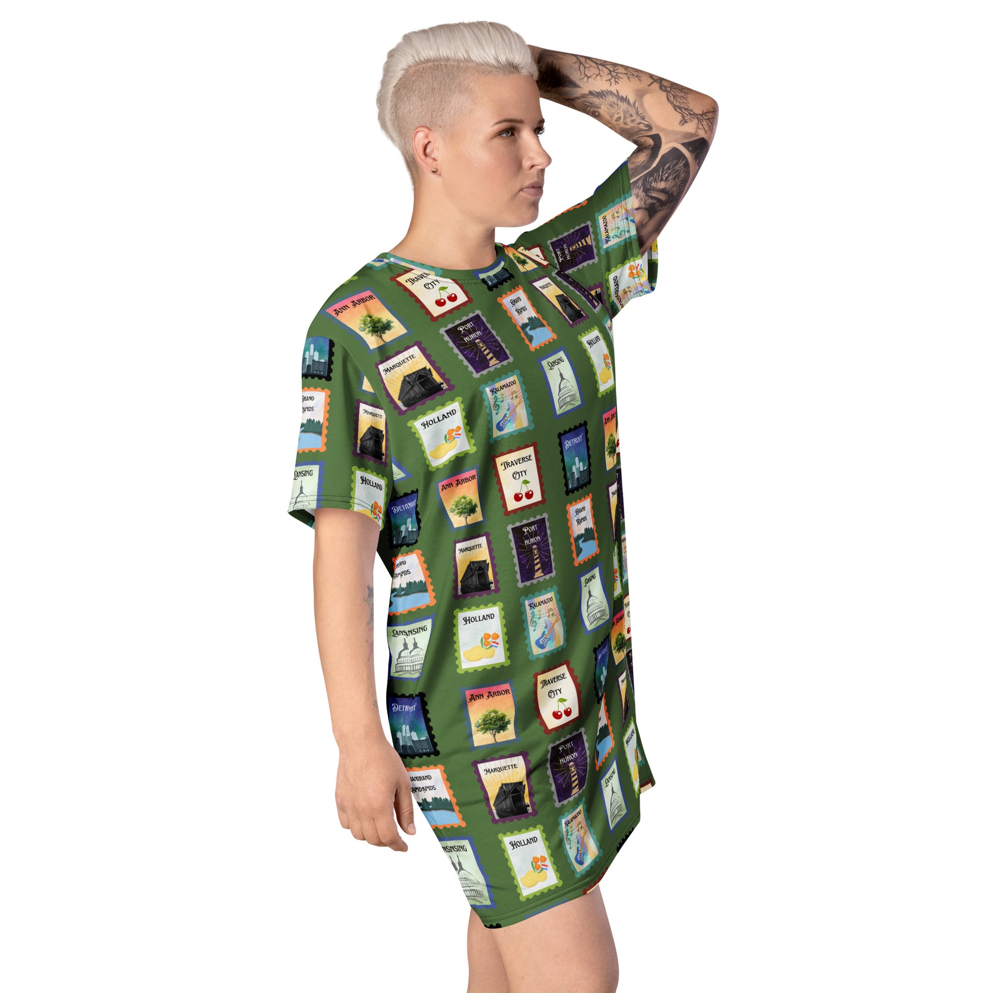 Michigan cities - Green T-shirt dress