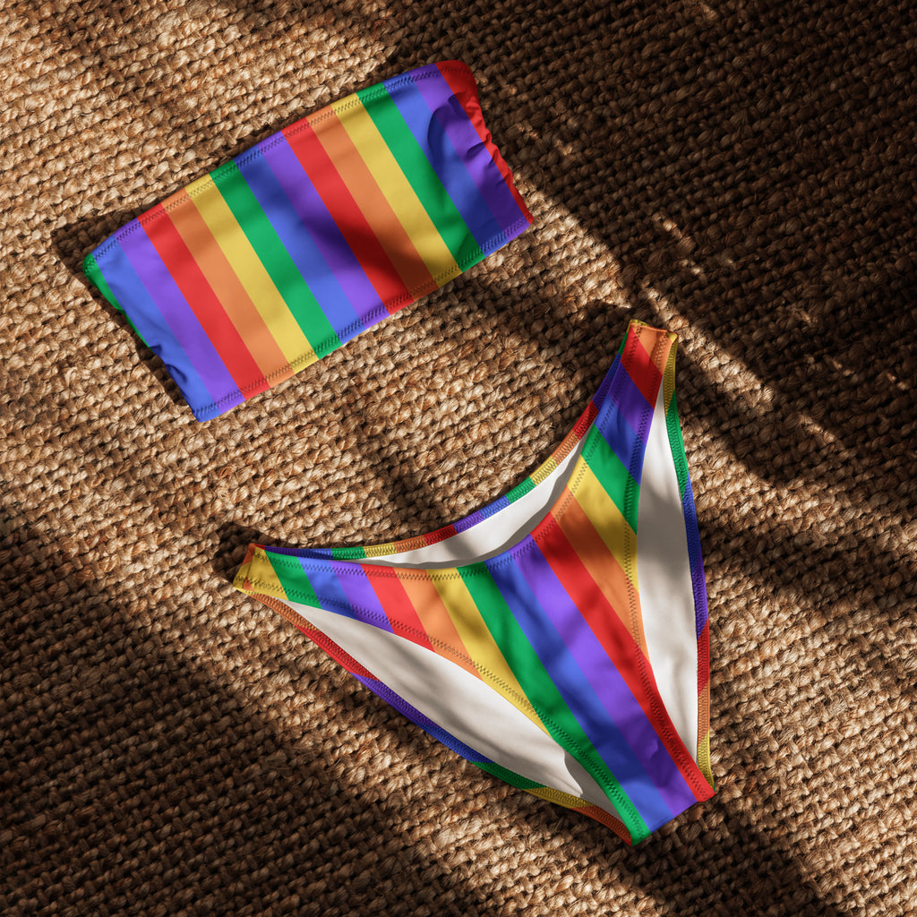 Rainbow Recycled bandeau bikini