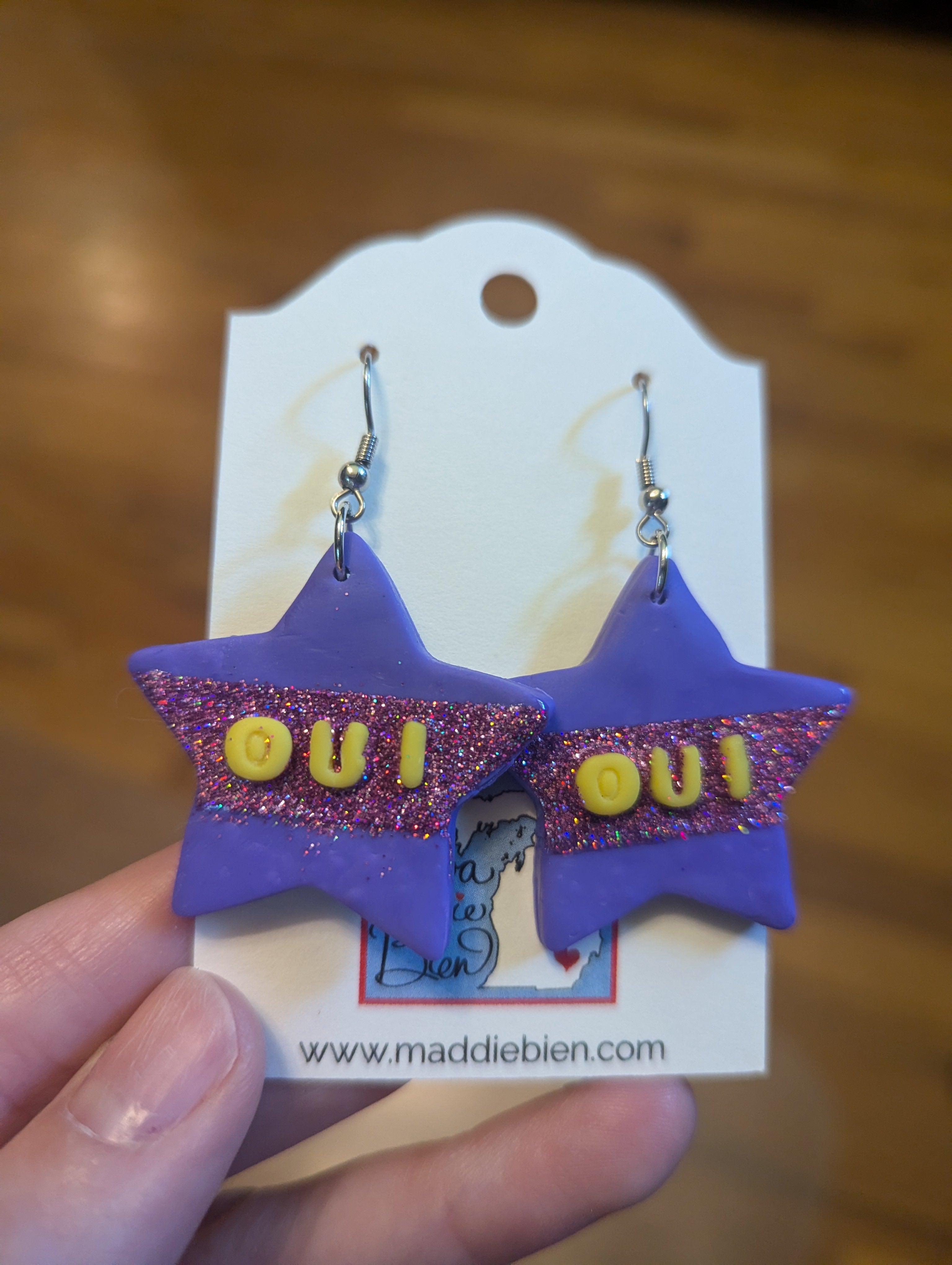 OUI polymer clay earrings, for pierced ears