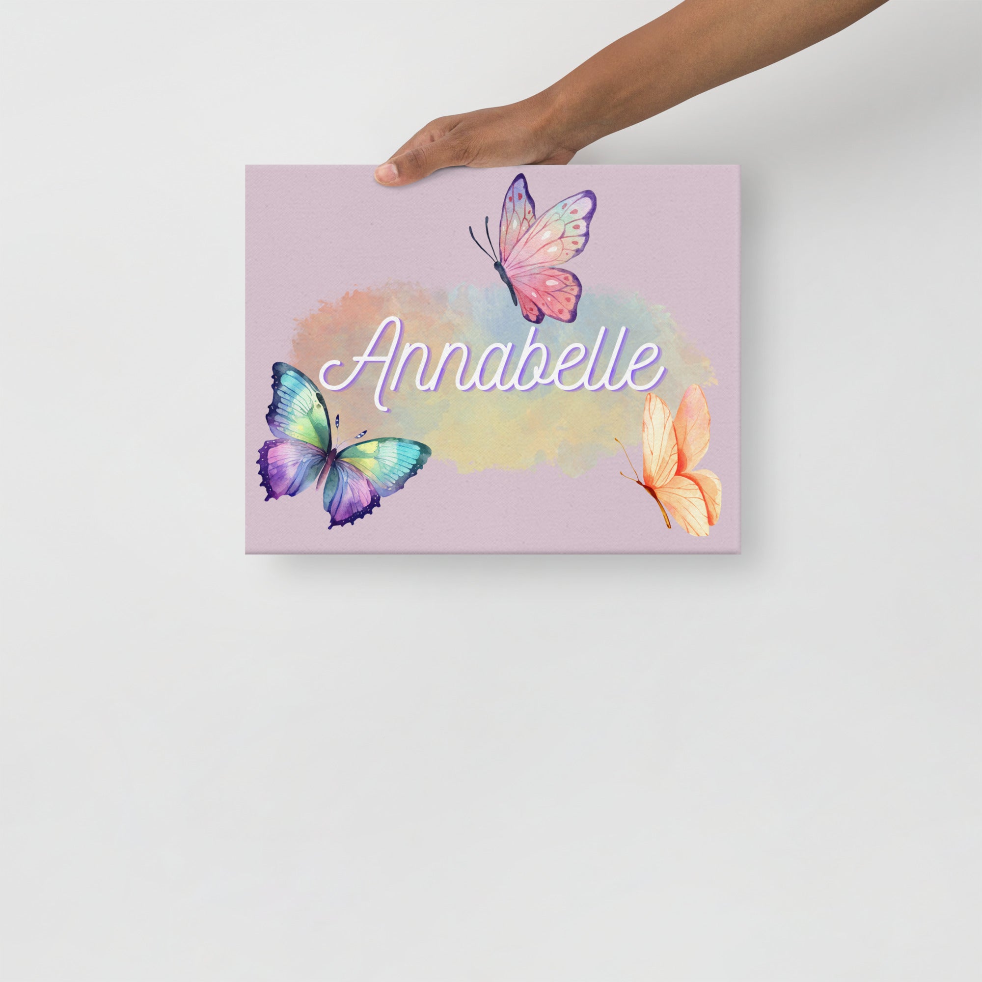 Customizable Butterfly name wall canvas