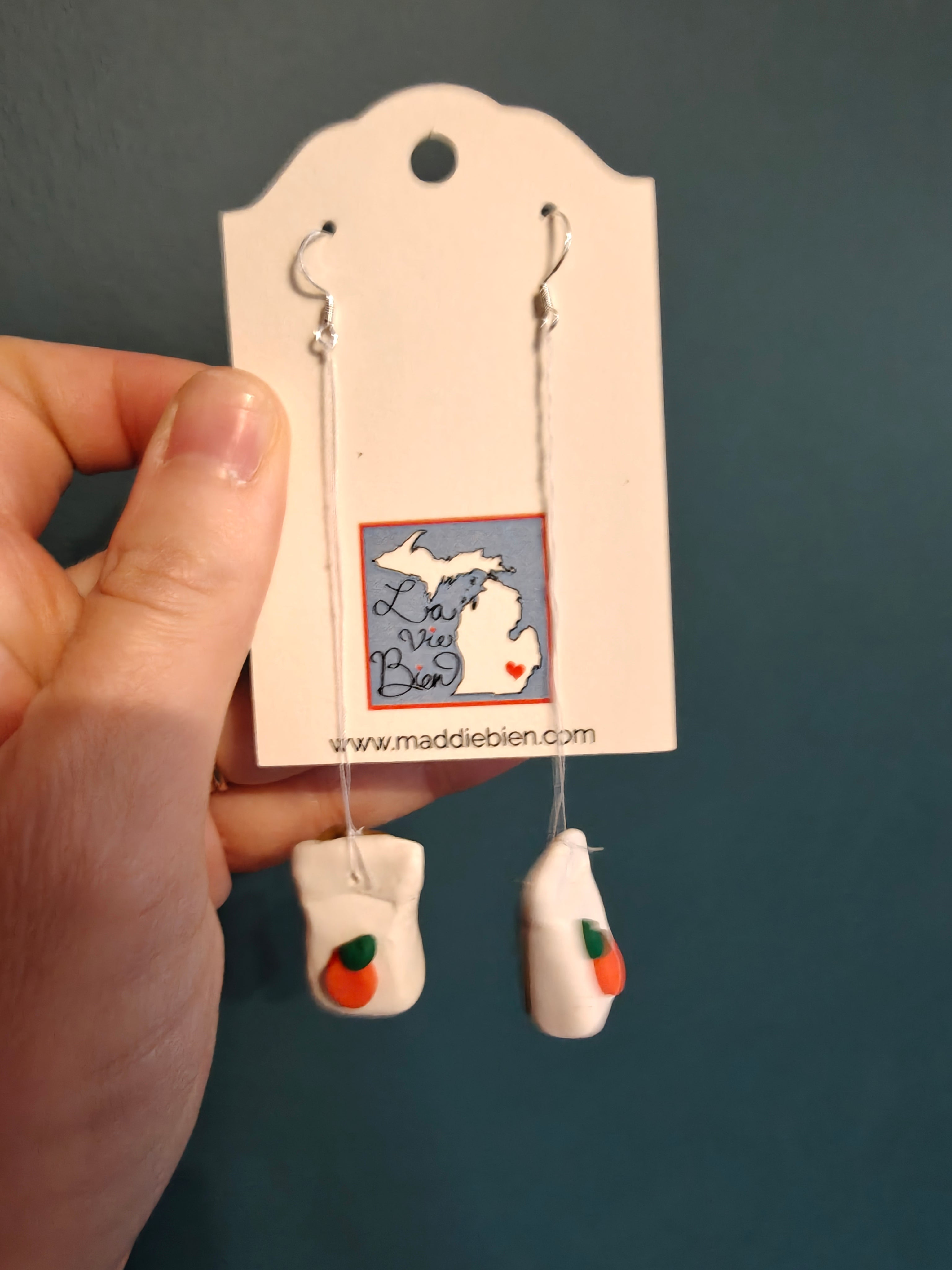 Spiced orange tea bag earrings - handmade with polymer clay