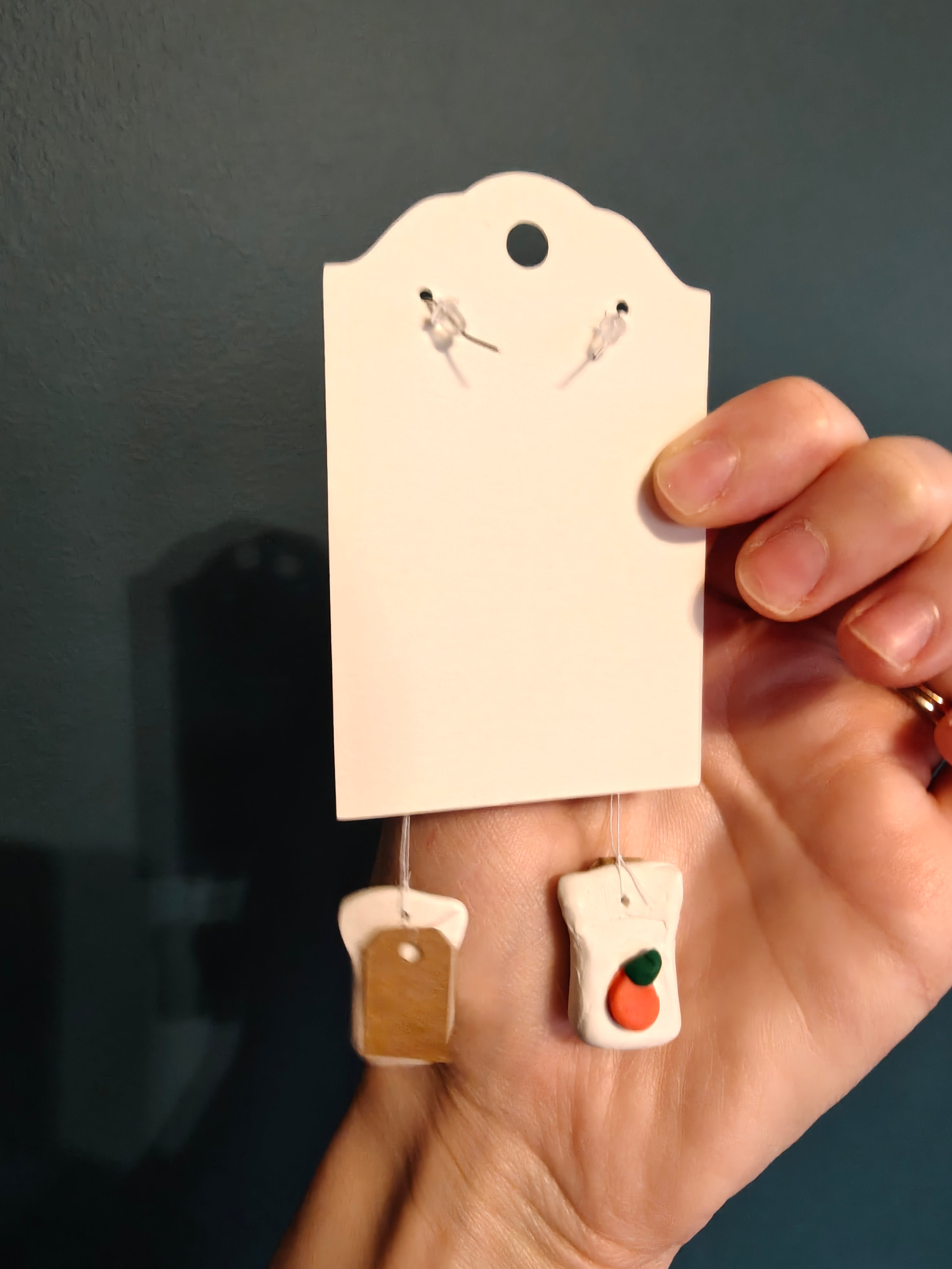 Spiced orange tea bag earrings - handmade with polymer clay