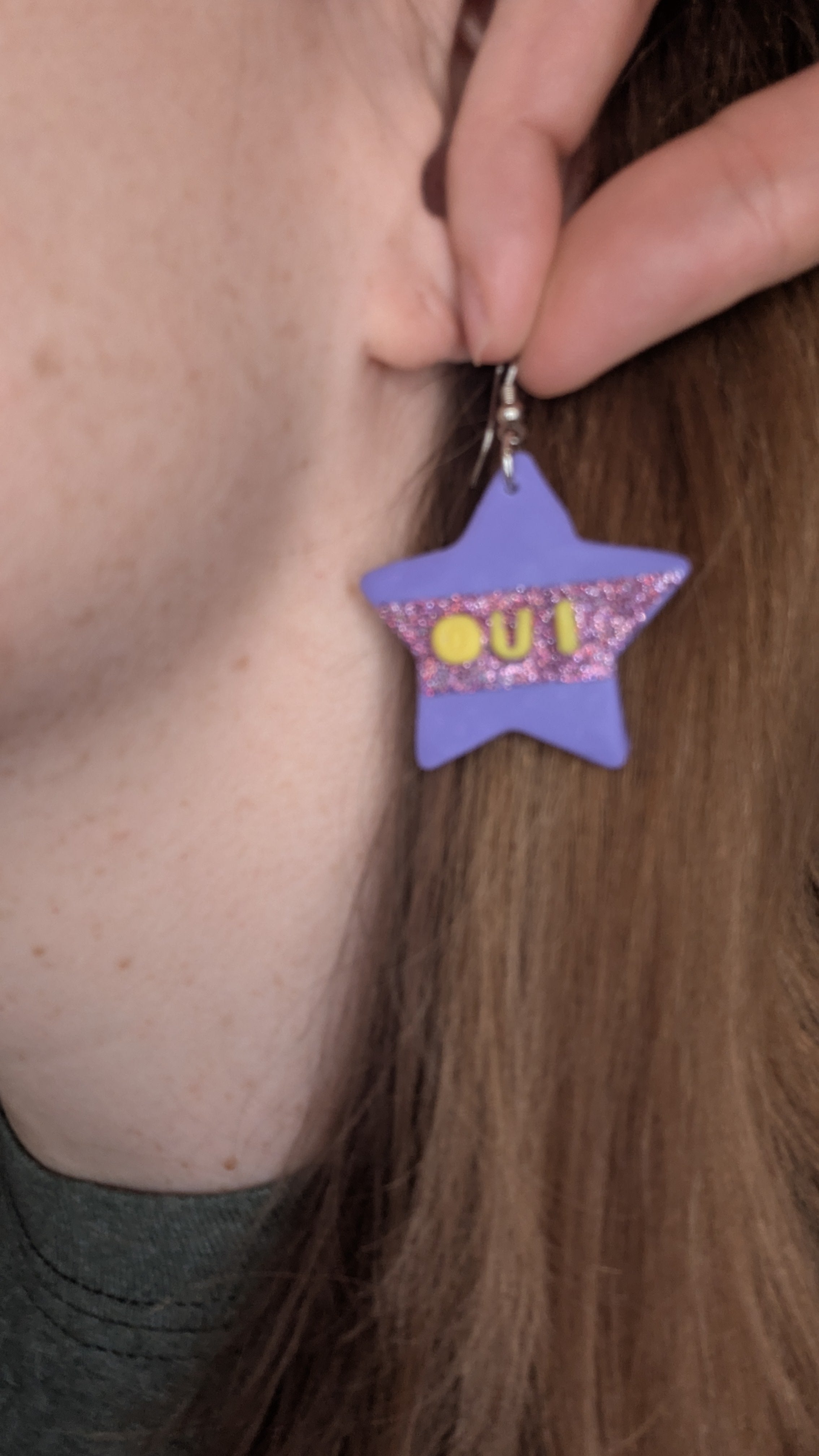 OUI polymer clay earrings, for pierced ears