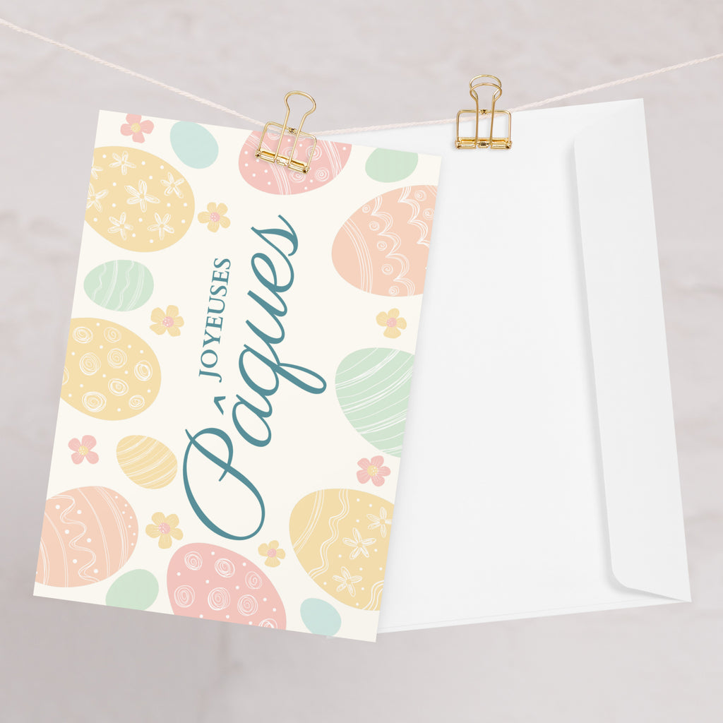 Joyeuses Pâques French Easter blank Greeting card with envelope