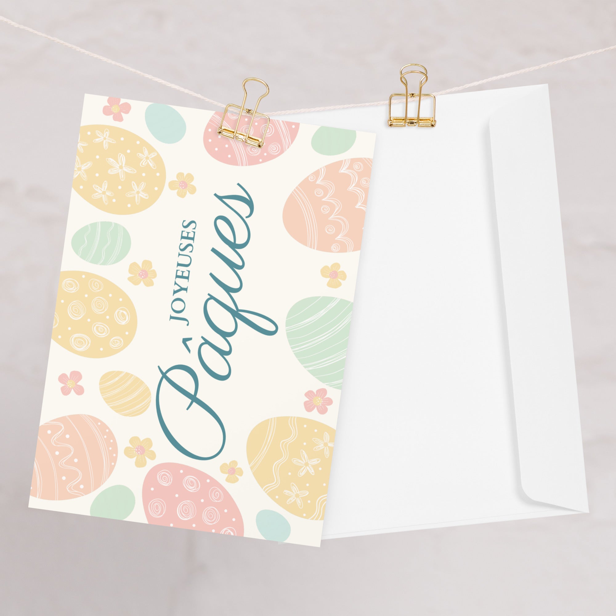 Joyeuses Pâques French Easter blank Greeting card with envelope