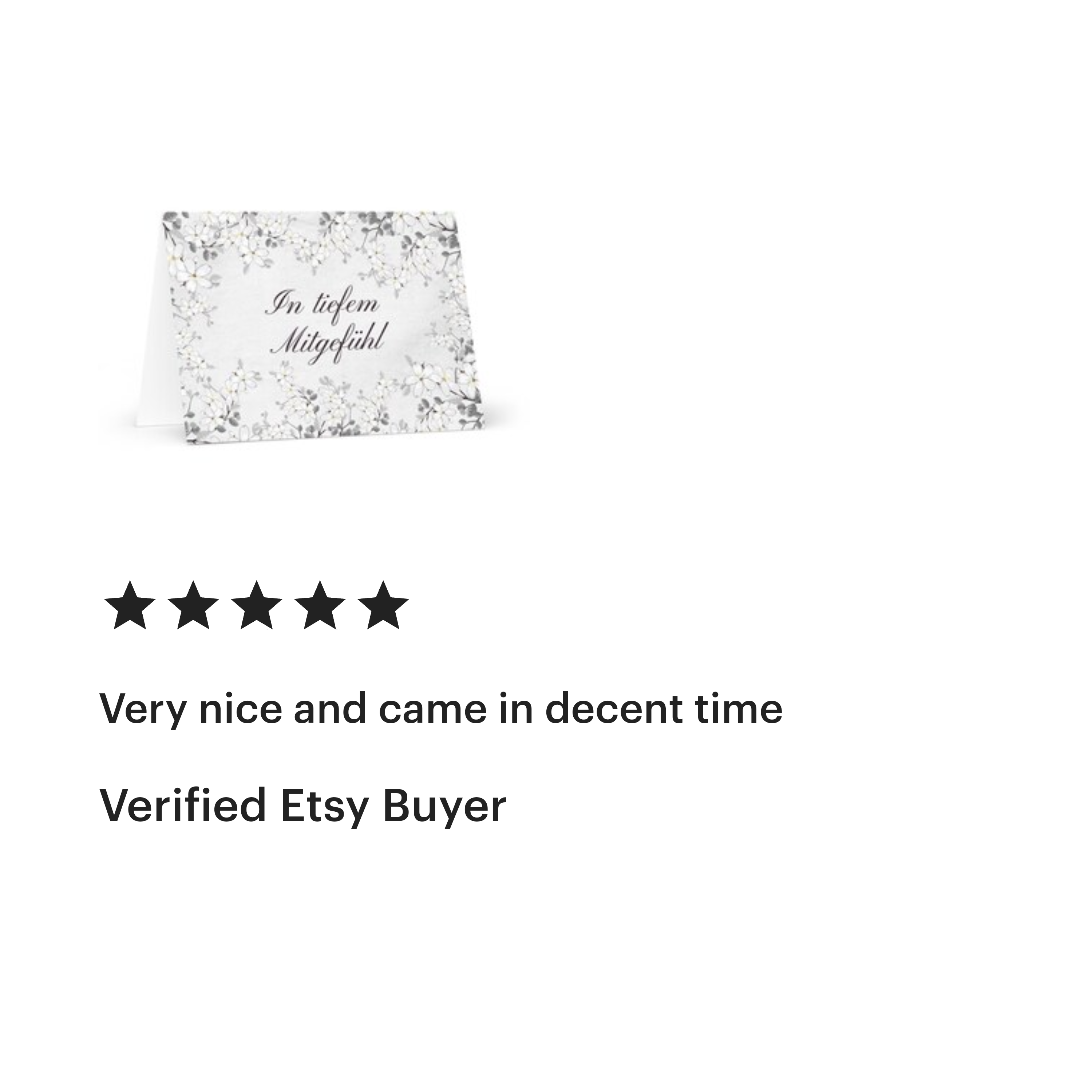 In tiefem Mitgefühl elegant German floral black and white sympathy card, blank inside with envelope