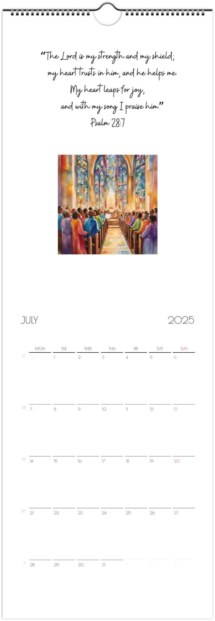 Bible Verse 2025 Wall calendar - Monthly wall calendar with watercolor graphics
