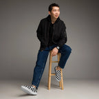 Men’s checkered black and white slip-on canvas shoes by La Vie Bien