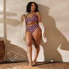 Pink and black checkered high-waisted bikini by La Vie Bien
