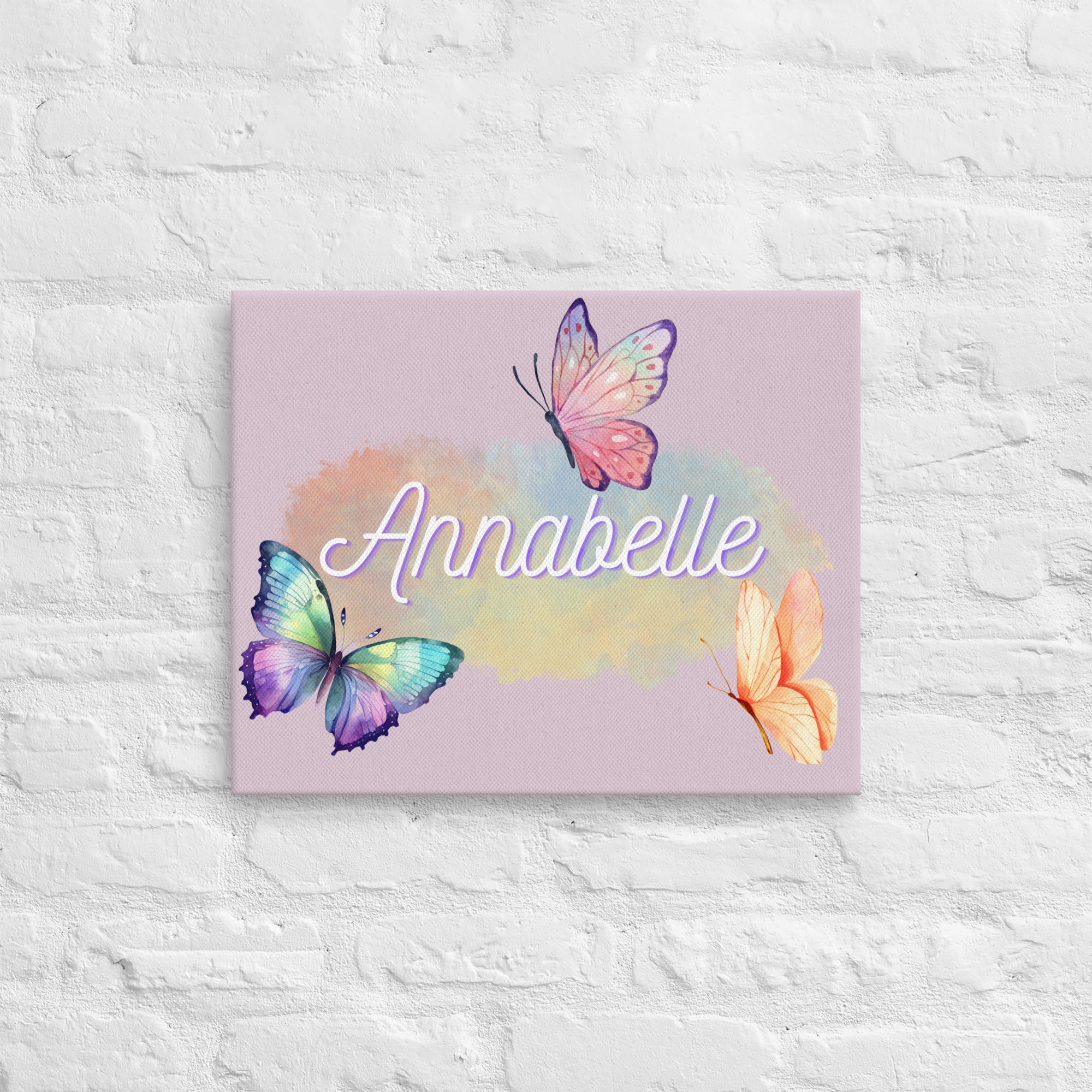 Customizable Butterfly name wall canvas