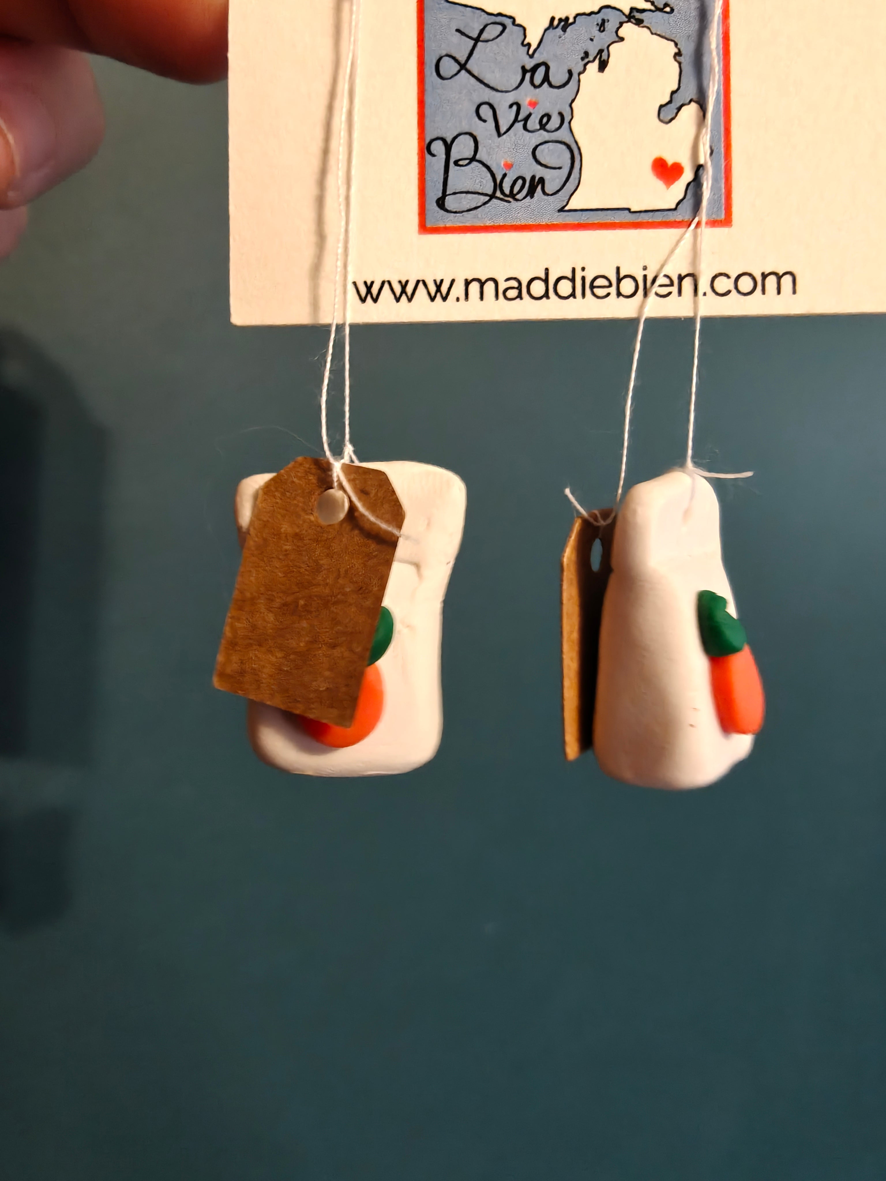 Spiced orange tea bag earrings - handmade with polymer clay