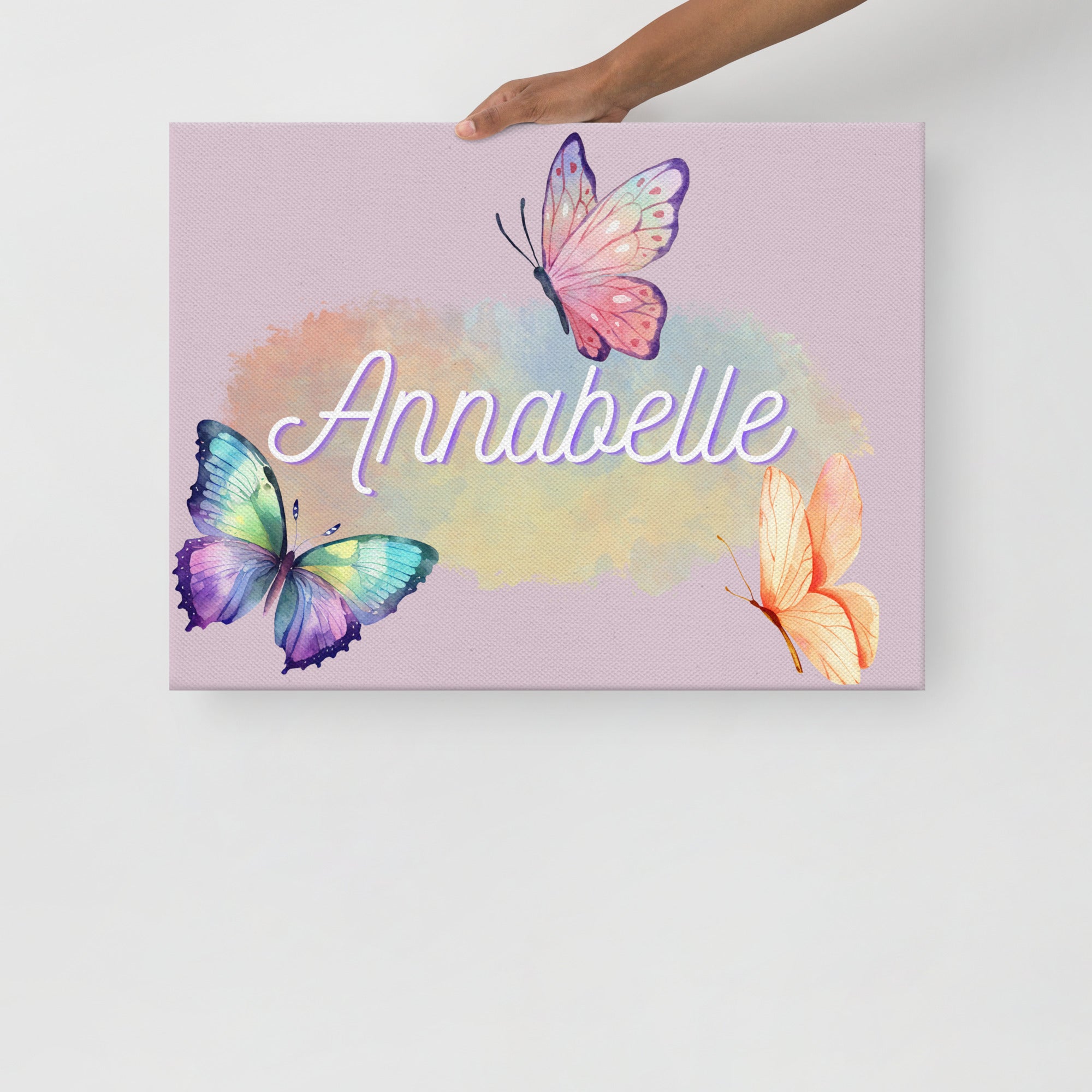Customizable Butterfly name wall canvas