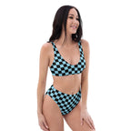 Blue and black checkered high-waisted bikini by La Vie Bien