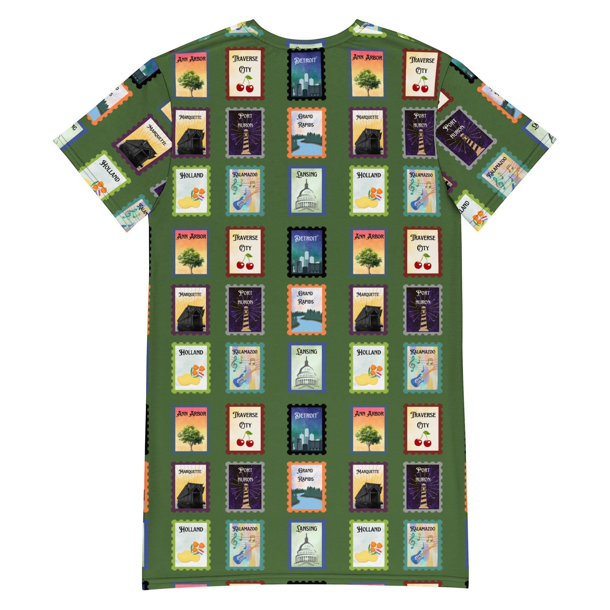 Michigan cities - Green T-shirt dress