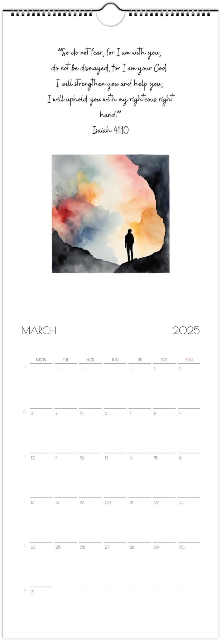 Bible Verse 2025 Wall calendar - Monthly wall calendar with watercolor graphics