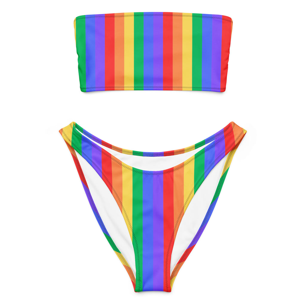 Rainbow Recycled bandeau bikini