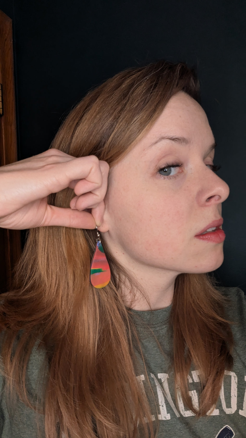 Rainbow drop polymer clay earrings